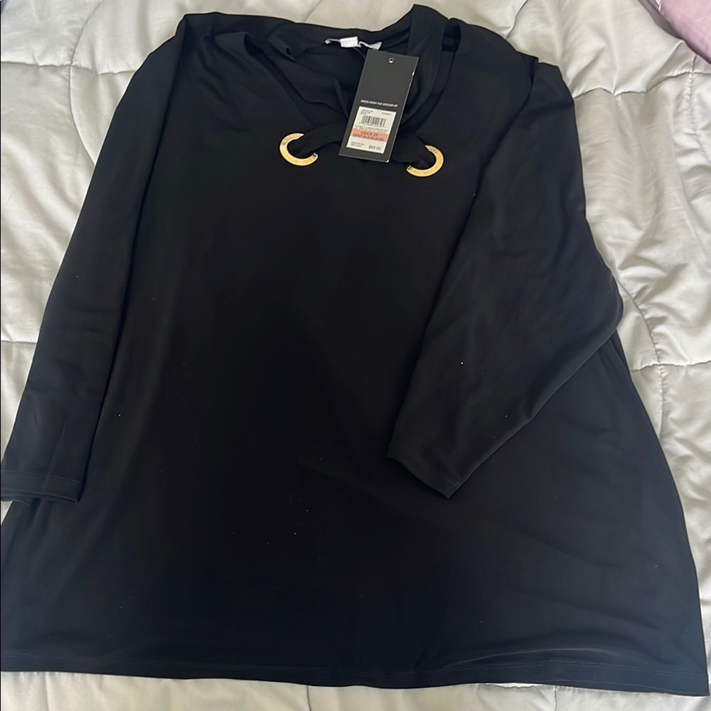 Nine West Black Blouse with Gold Accents